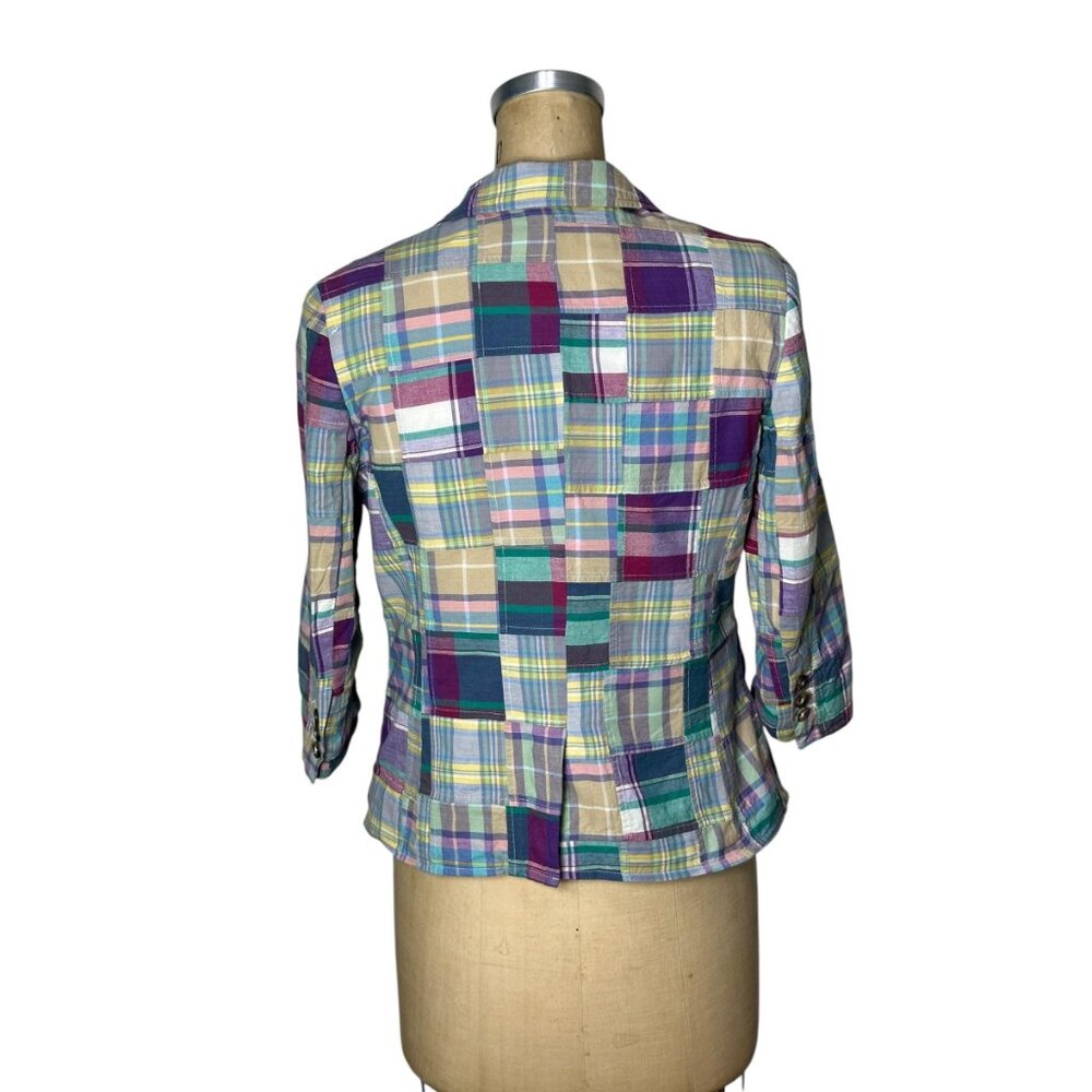 Vintage womans blazer in madras plaid patchwork by Lord & Taylor Size S/M - Picture 4 of 10